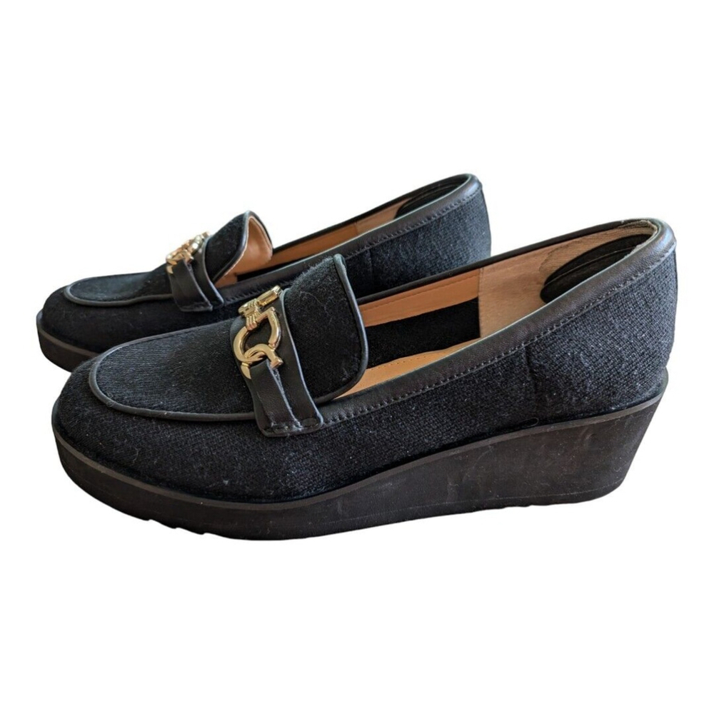NYDJ Women's Edward Suede Wedge - Size 10 - Black Classy